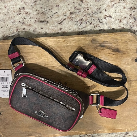 Coach Signature Mini Belt Bag Brown and Violet - Picture 2 of 8